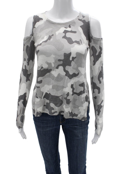 Central Park West Unisex Gray Camouflage Pullover Long Sleeve Viscose Size XS