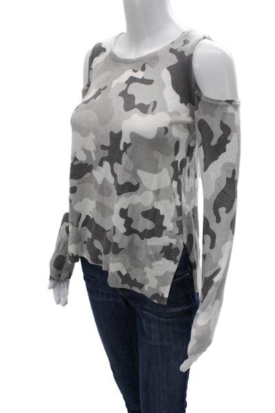 Central Park West Unisex Gray Camouflage Pullover Long Sleeve Viscose Size XS