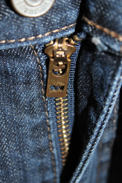 Levis Mens Straight Jeans Dark Blue Button 100% Cotton Size 36
