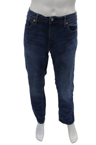 Levis Mens Straight Jeans Dark Blue Button Fly Big & Tall Size 36
