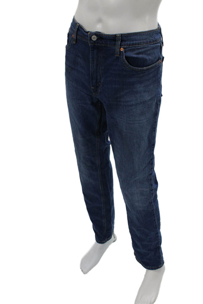 Levis Mens Straight Jeans Dark Blue Button Fly Big & Tall Size 36