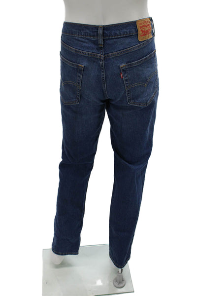 Levis Mens Straight Jeans Dark Blue Button Fly Big & Tall Size 36