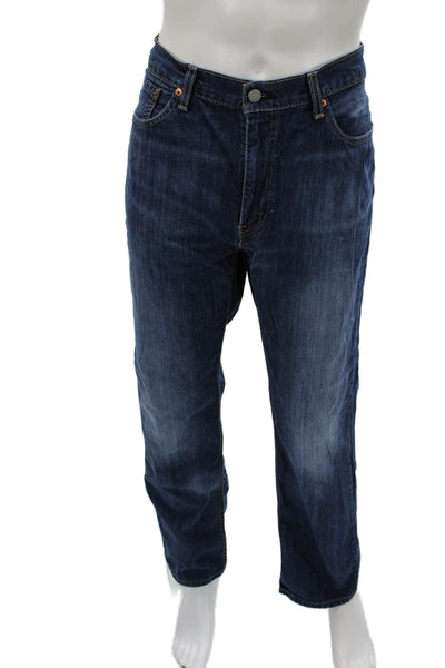 Levis Mens Straight Dark Blue Jeans Cotton Size 38