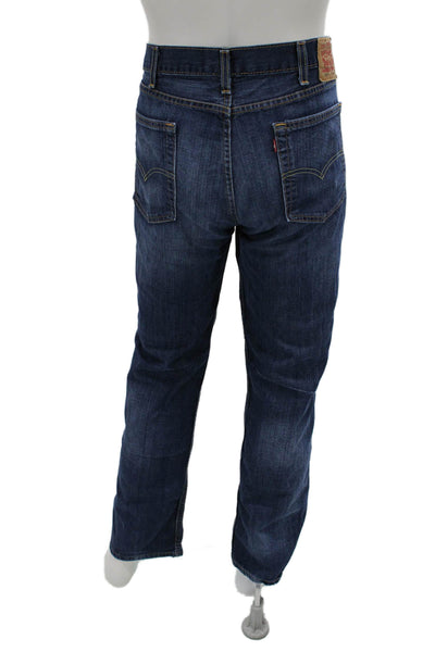Levis Mens Straight Dark Blue Jeans Cotton Size 38