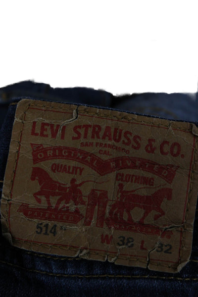 Levis Mens Straight Dark Blue Jeans Cotton Size 38