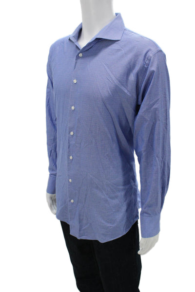 Neiman Marcus Mens Point Spread Dress Shirt Blue 100% Cotton LS Size 34