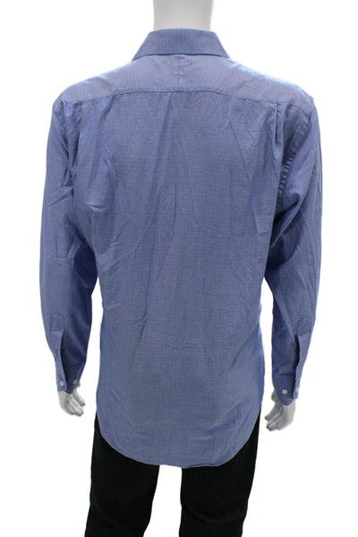 Neiman Marcus Mens Point Spread Dress Shirt Blue 100% Cotton LS Size 34
