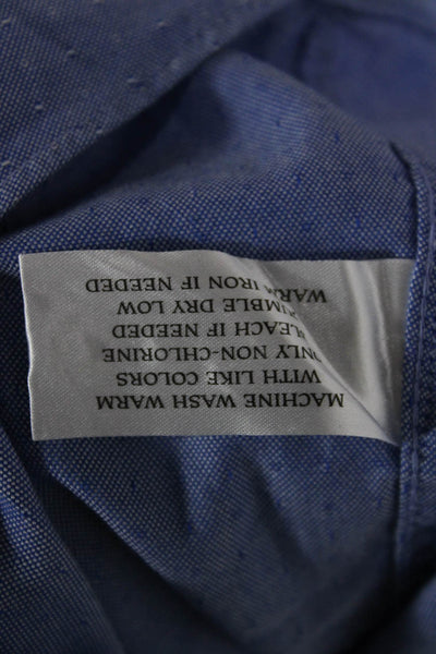 Neiman Marcus Mens Point Spread Dress Shirt Blue 100% Cotton LS Size 34