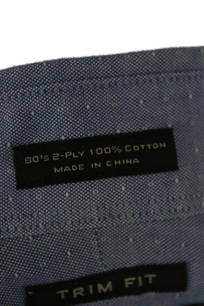 Neiman Marcus Mens Point Spread Dress Shirt Blue 100% Cotton LS Size 34