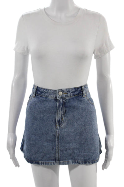 Ashley Mason Womens Blue Cotton A-Line Mini Skirt Size 31