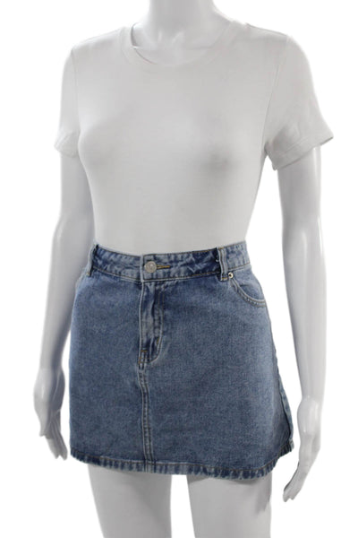 Ashley Mason Womens Blue Cotton A-Line Mini Skirt Size 31