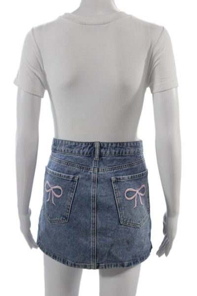 Ashley Mason Womens Blue Cotton A-Line Mini Skirt Size 31