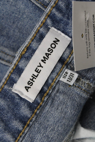 Ashley Mason Womens Blue Cotton A-Line Mini Skirt Size 31