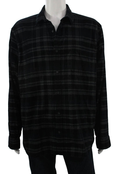 Vince Womens Cotton Collared Long Sleeve Button Front Shirt Blue Size 2XL