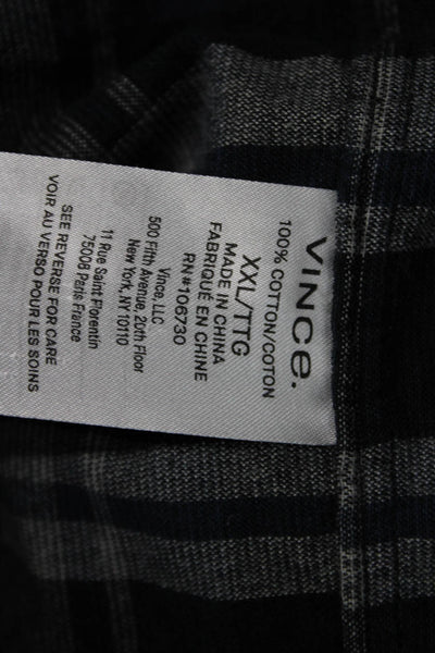 Vince Womens Cotton Collared Long Sleeve Button Front Shirt Blue Size 2XL