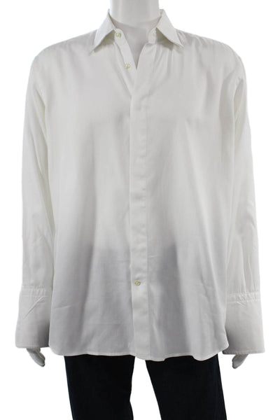 Boss Hugo Boss Mens Cotton Collared Long Sleeve Button Down Shirt White Size 16