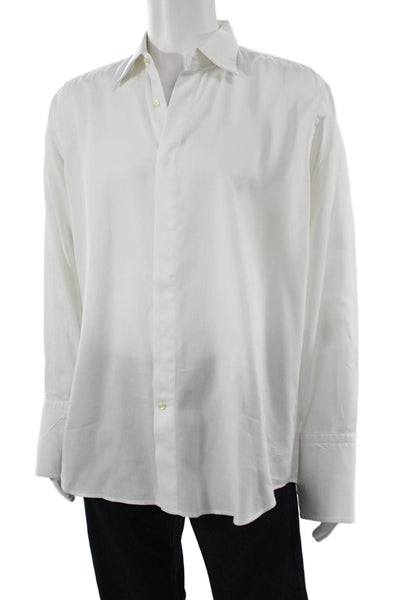 Boss Hugo Boss Mens Cotton Collared Long Sleeve Button Down Shirt White Size 16