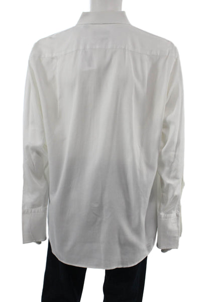 Boss Hugo Boss Mens Cotton Collared Long Sleeve Button Down Shirt White Size 16