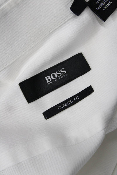 Boss Hugo Boss Mens Cotton Collared Long Sleeve Button Down Shirt White Size 16
