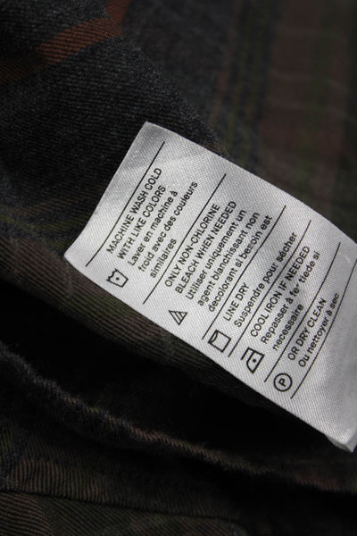 Vince Mens Cotton Collared Plaid Button Down Shirt Gray Size 1X