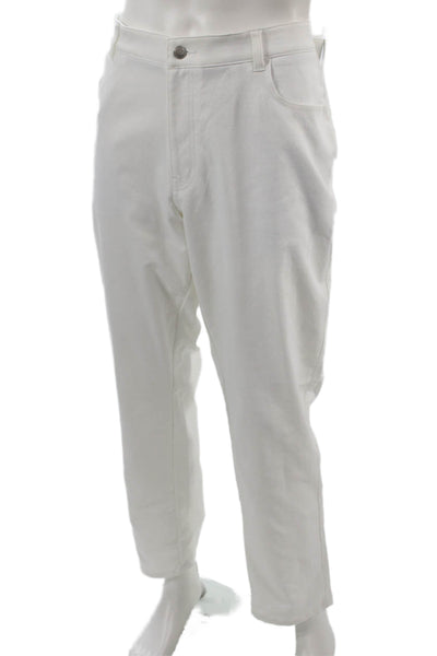 Peter Millar Mens Chino Pants White Button 83% Recycled Polyester Size 40