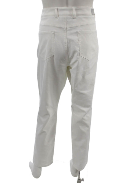 Peter Millar Mens Chino Pants White Button 83% Recycled Polyester Size 40
