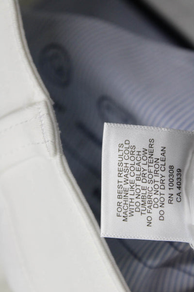 Peter Millar Mens Chino Pants White Button 83% Recycled Polyester Size 40
