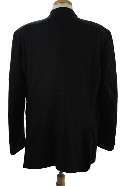 Peter Millar Mens Black Wool Suit Jacket Button Collared Classic Size 44