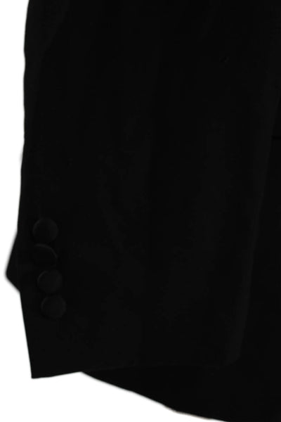 Peter Millar Mens Black Wool Suit Jacket Button Collared Classic Size 44