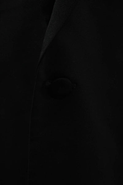 Peter Millar Mens Black Wool Suit Jacket Button Collared Classic Size 44