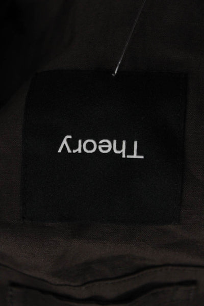 Theory Mens Brown Point Collar Button Up Long Sleeve Solid Shirt Size 1X