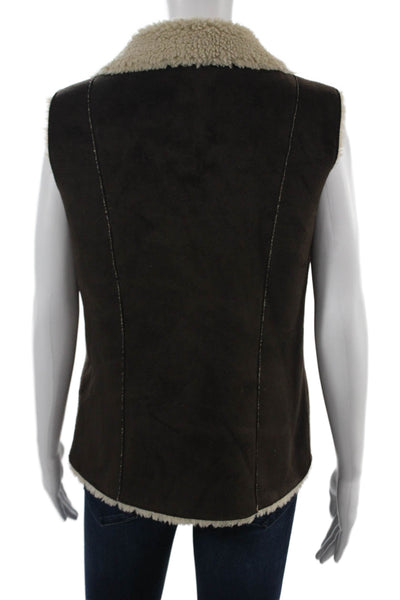Velvet by Graham & Spencer Women Motorcycle Vest Brown Collared Size M
