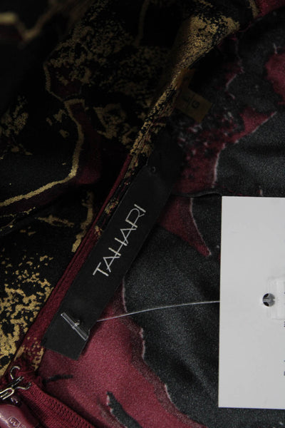 Tahari Women Black Floral Sleeveless Zip Blouse Polyester Elastane Size L