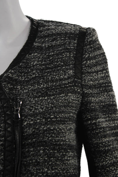 Rebecca Taylor Women Black Blazer V-Neck Long Sleeve Zip Designer Size 8
