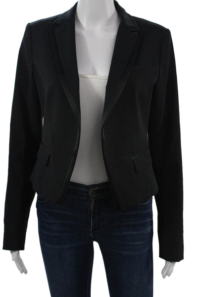 Theory Unisex Black Collared Long Sleeve Blazer 50% Virgin Wool Size 8
