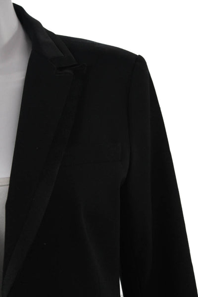 Theory Unisex Black Collared Long Sleeve Blazer 50% Virgin Wool Size 8