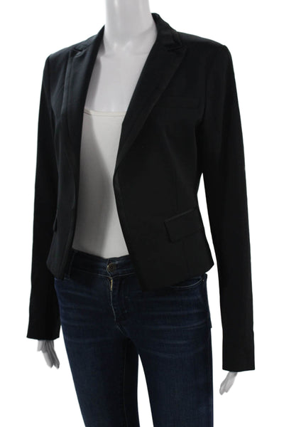 Theory Unisex Black Collared Long Sleeve Blazer 50% Virgin Wool Size 8