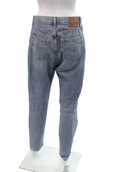 Levis Unisex Straight Tapered Jeans Blue High Rise 100% Cotton Size 27