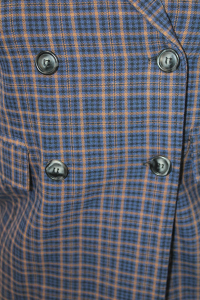 Molo Childrens Girls Plaid Button Down Blazer Blue Brown Size 12