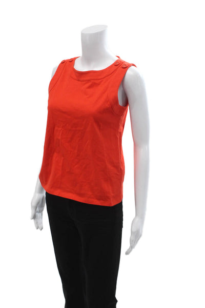 Hobbs London Womens Basic Orange Cotton Sleeveless Tank Round Neck Size XS