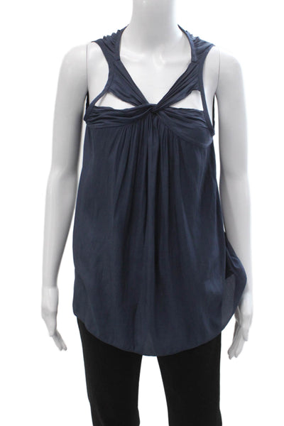 Ramy Brook Women Dark Blue Sleeveless Tunic Silk Blend Zip Size XS