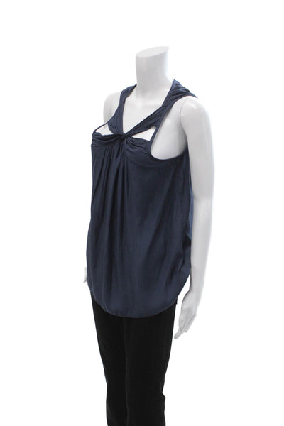 Ramy Brook Women Dark Blue Sleeveless Tunic Silk Blend Zip Size XS