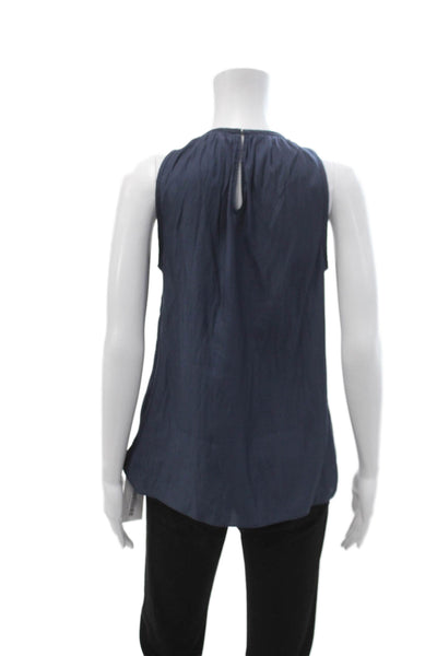 Ramy Brook Women Dark Blue Sleeveless Tunic Silk Blend Zip Size XS