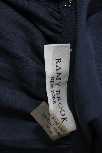 Ramy Brook Women Dark Blue Sleeveless Tunic Silk Blend Zip Size XS