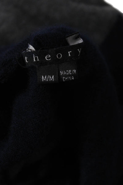 Theory Unisex Striped Dark Blue Cashmere Turtleneck Pullover Sweater Size M