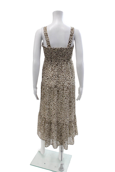 Sam Edelman Womens Maxi Sundress Beige Animal Print Square Neck Size 2