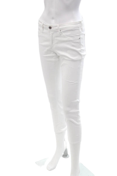 AG Adriano Goldschmied Womens Cropped Skinny Ankle Jeans White Size 27