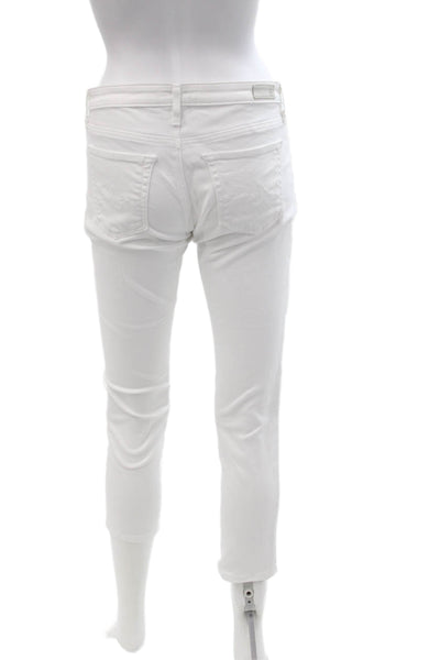 AG Adriano Goldschmied Womens Cropped Skinny Ankle Jeans White Size 27