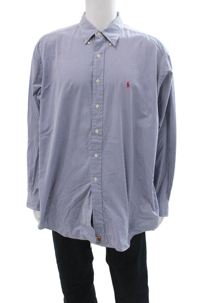 Ralph Lauren Blue Label Mens Plaid Button Down Shirt Blue White Size Extra Large