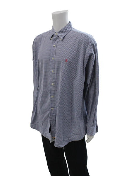 Ralph Lauren Blue Label Mens Plaid Button Down Shirt Blue White Size Extra Large